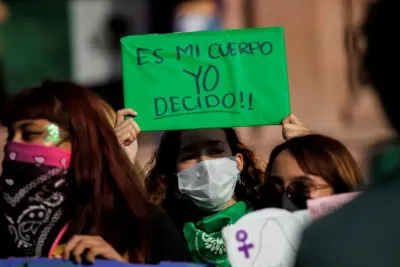 Woman with sign